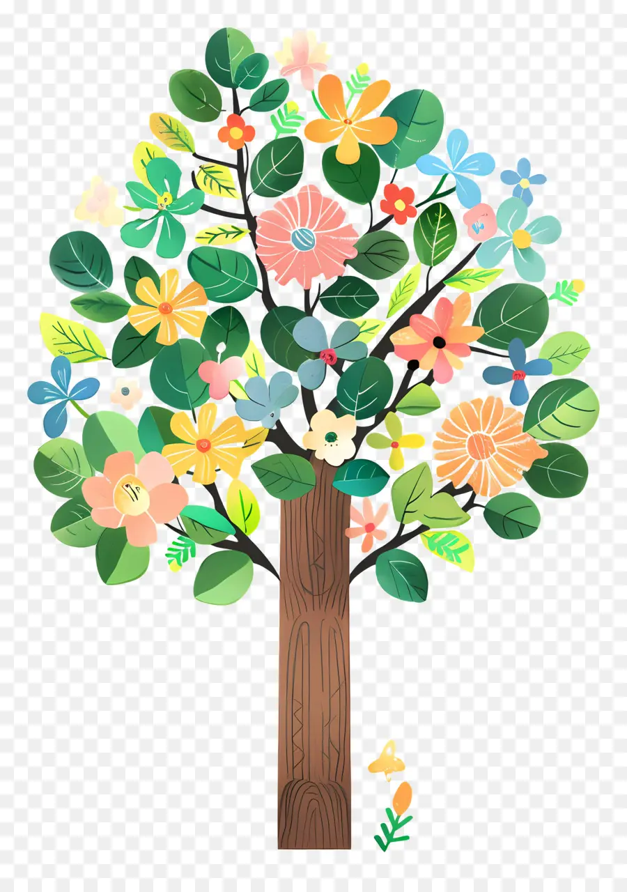 Arbre De Dessin Animé，Arbre En Fleurs PNG