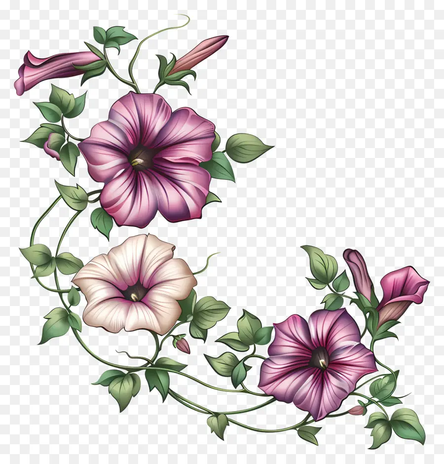 Fleurs De Pétunia，Fleurs Roses PNG