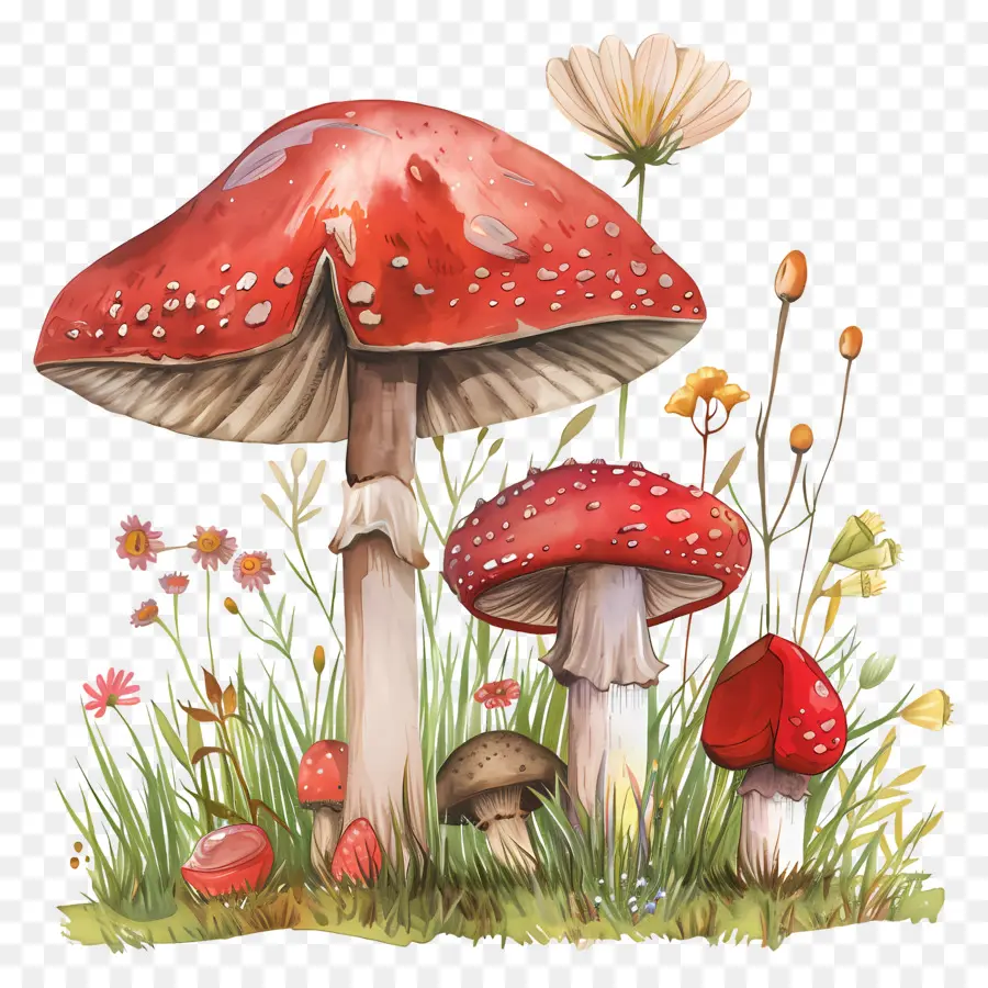 Champignons De Jardin，Champignons Rouges PNG