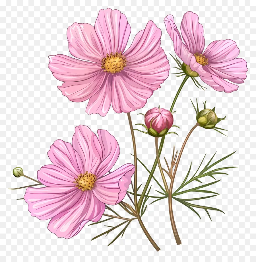 Fleurs De Cosmos，Cosmos Blanc Et Rose PNG