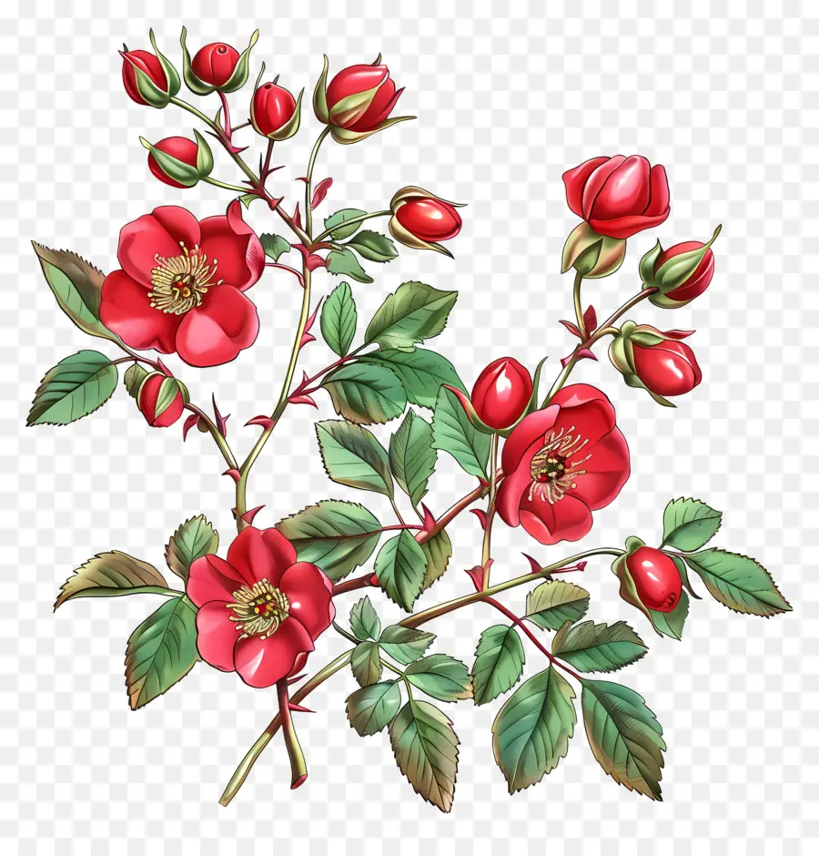 Fleurs De Rose Musquée，Fleurs Rouges PNG