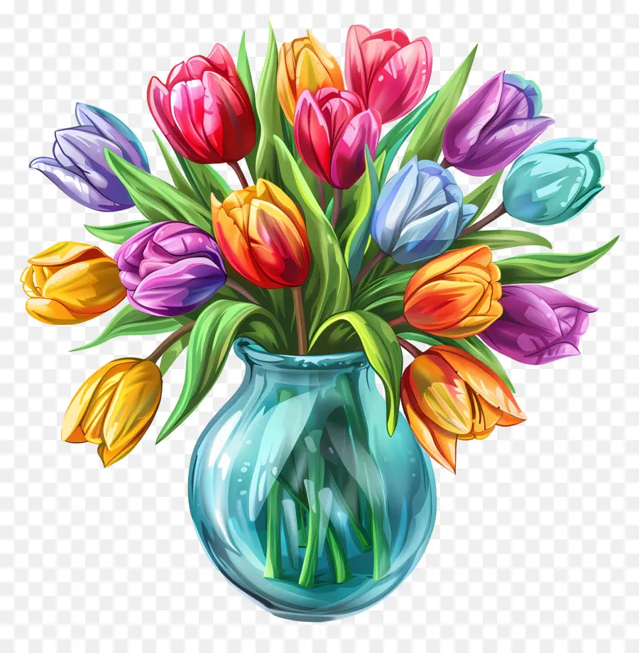 Bouquet De Tulipes，Vase De Tulipes PNG