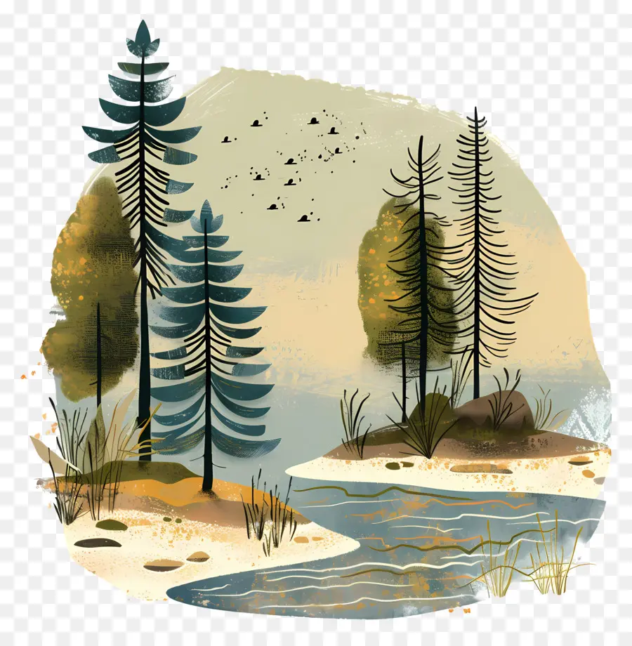 Le Lac，La Forêt De L'illustration PNG