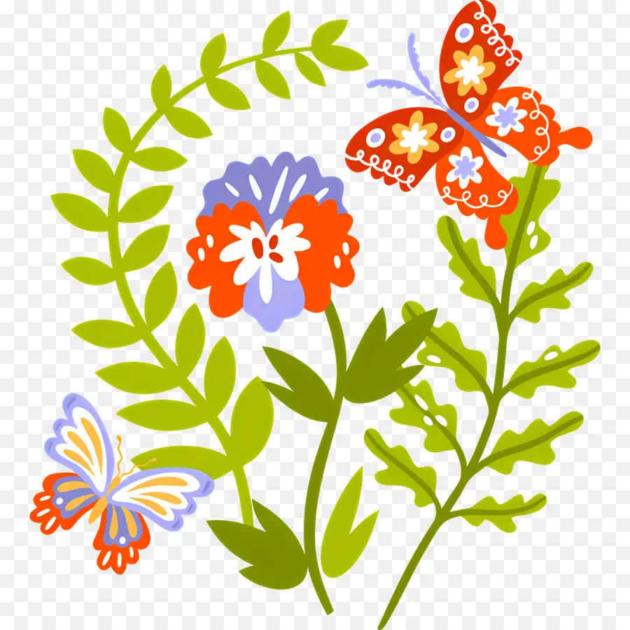 Nature Papillon，Les Fleurs Et Les Papillons PNG