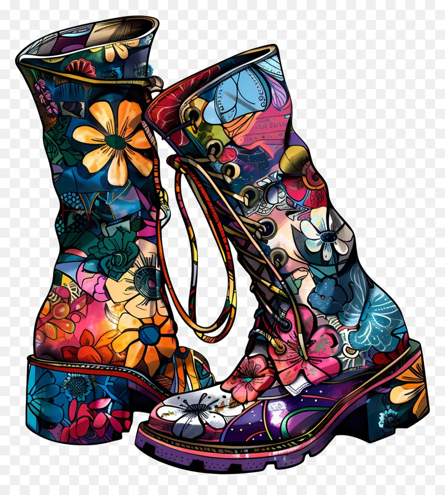 La Mode Des Bottes，Bottes Florales PNG