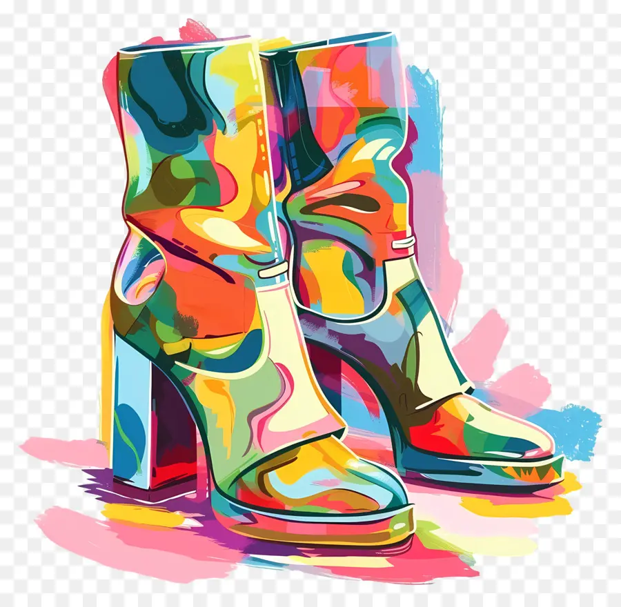 La Mode Des Bottes，Coloré Bottes PNG