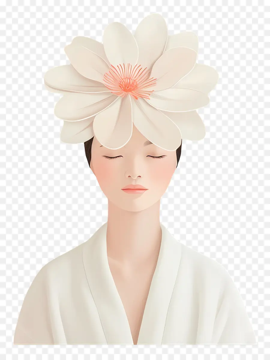 Mode Femme，Femme Avec Chapeau De Fleur PNG