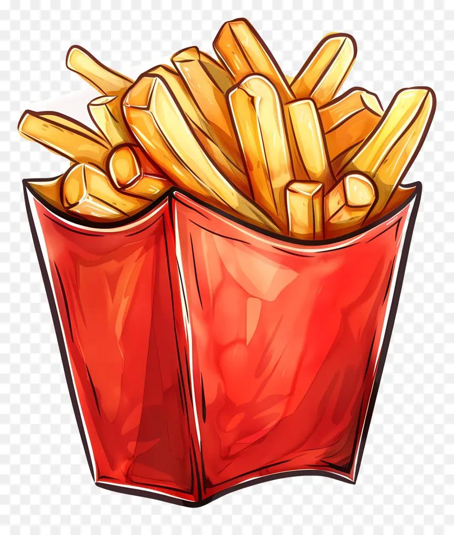 Frites，Récipient Rouge PNG