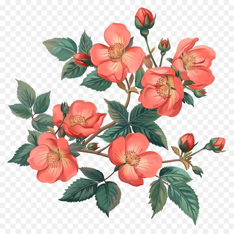 Fleurs De Rose Musquée，Fleurs Rouges PNG