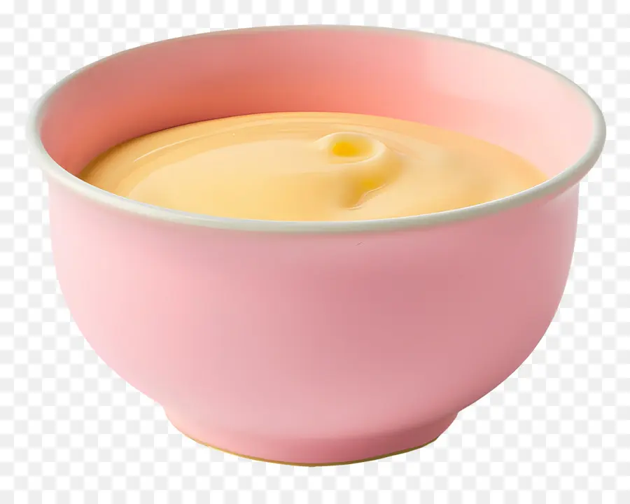 Sauce Hollandaise，Bol Rose Avec Crème Anglaise PNG