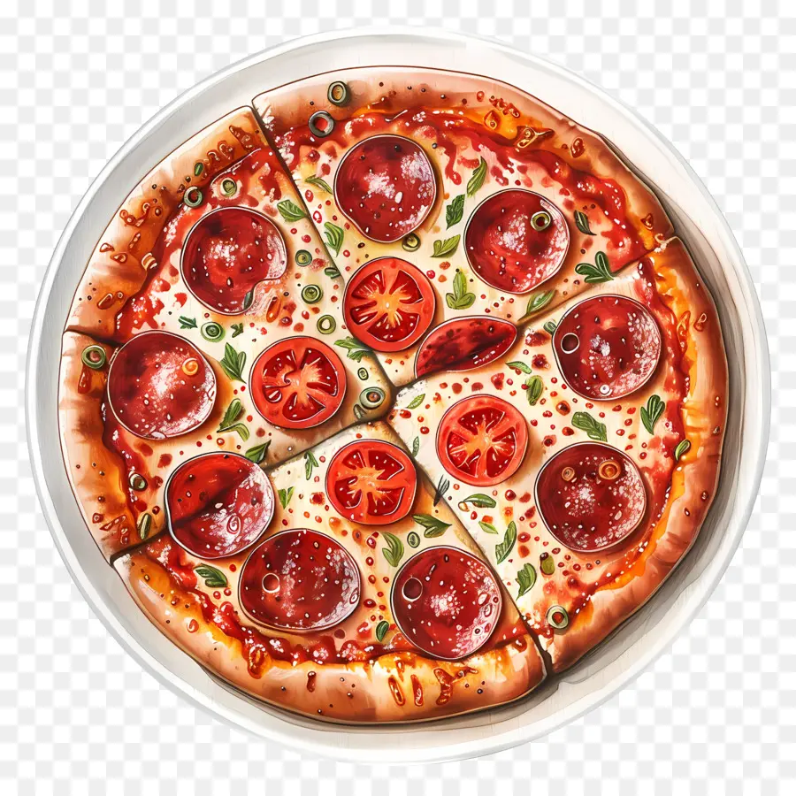 Plaque à Pizza，La Pizza Au Pepperoni PNG