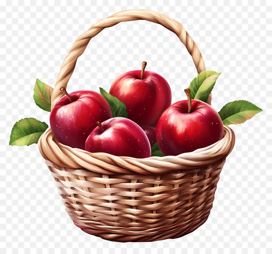 Panier De Pommes，Pommes Rouges PNG