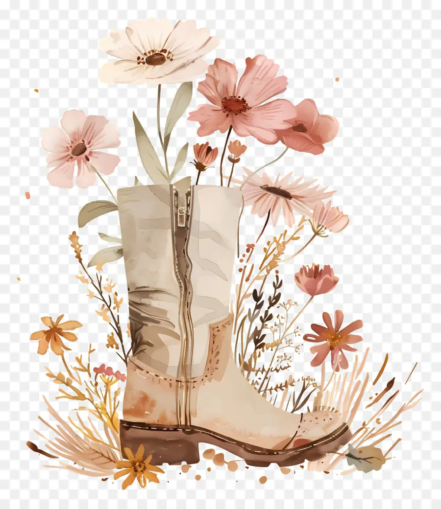 Fleurs En Botte，Botte Avec Des Fleurs PNG