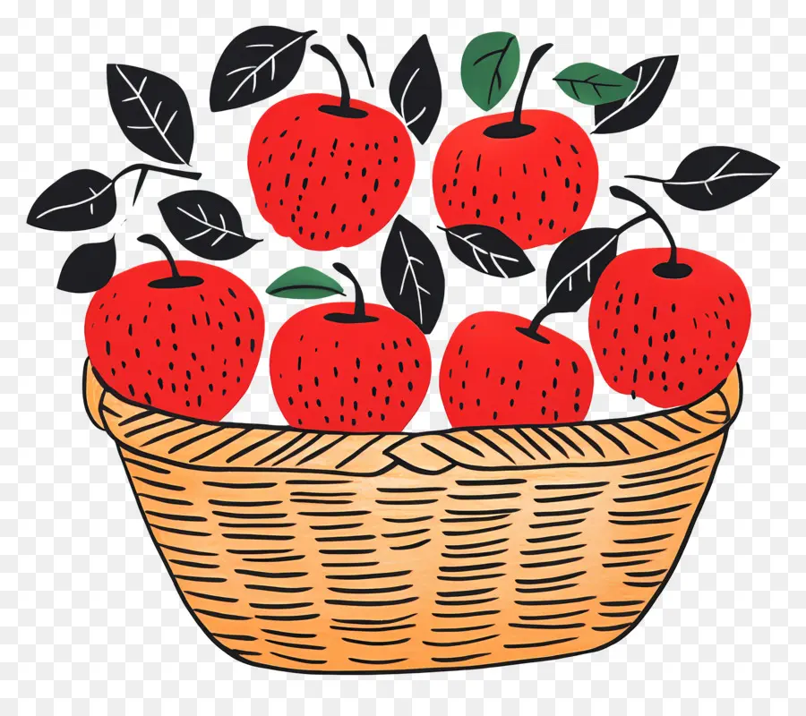 Panier De Pommes，Pommes Rouges PNG