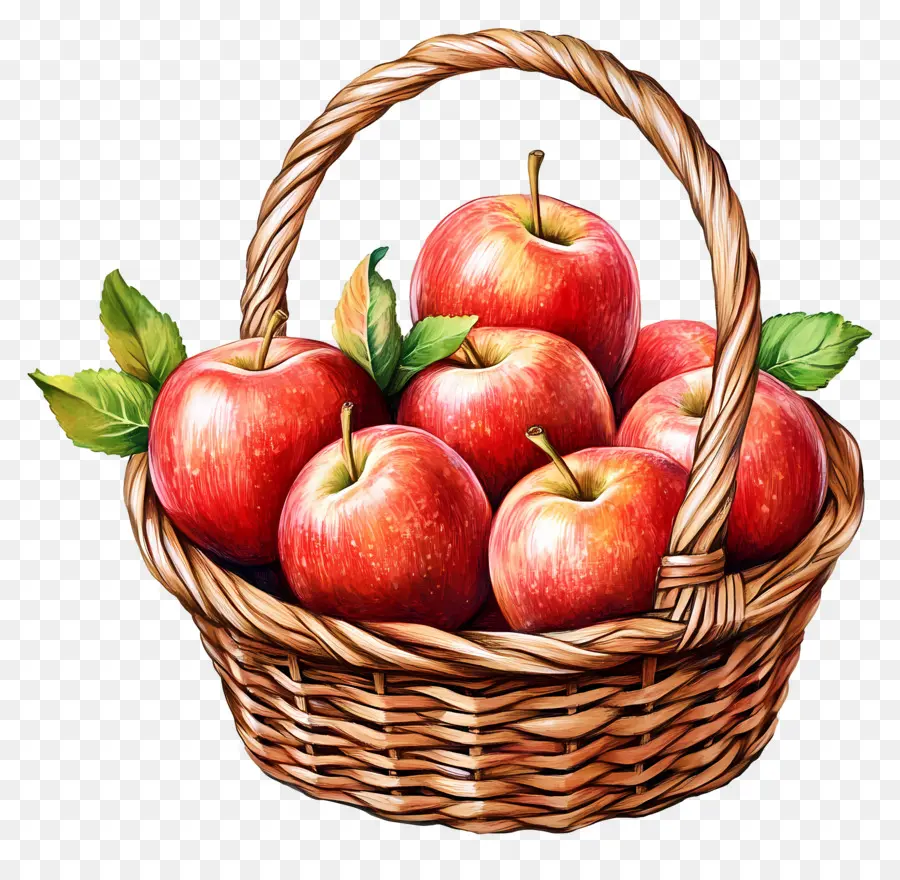 Panier De Pommes，Pommes Rouges PNG