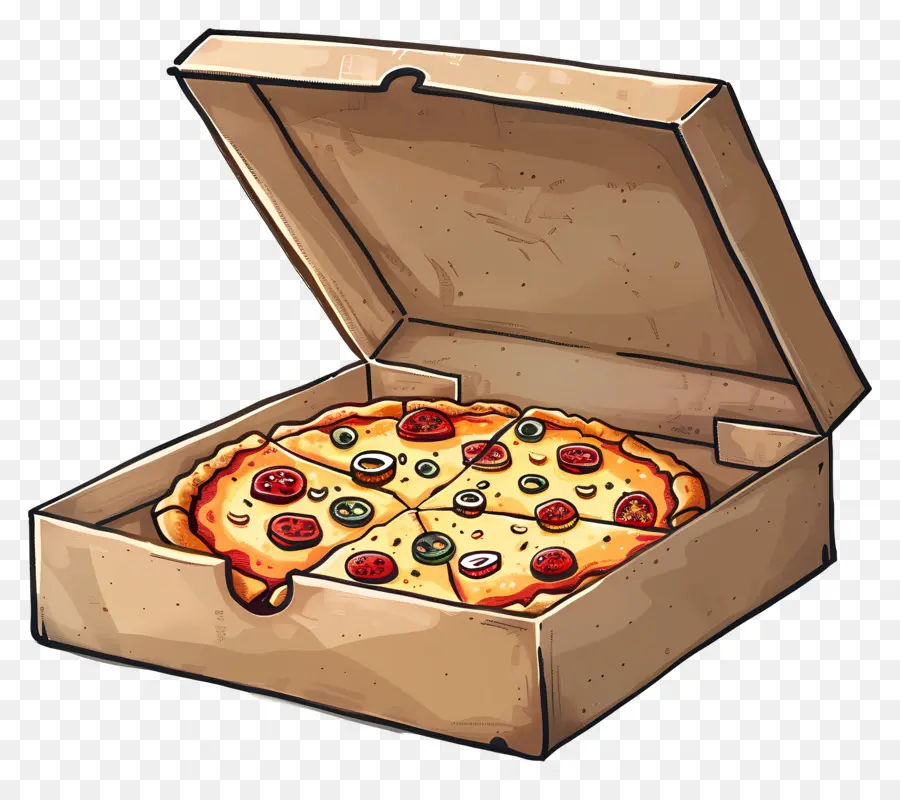 Boîte Avec Pizza，Pizza En Boîte PNG