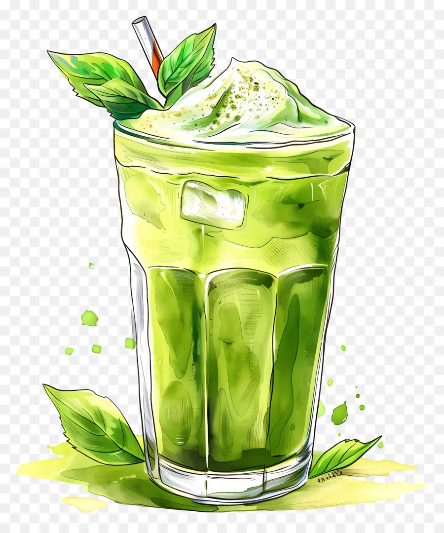 Boisson Au Matcha，Boisson Verte PNG