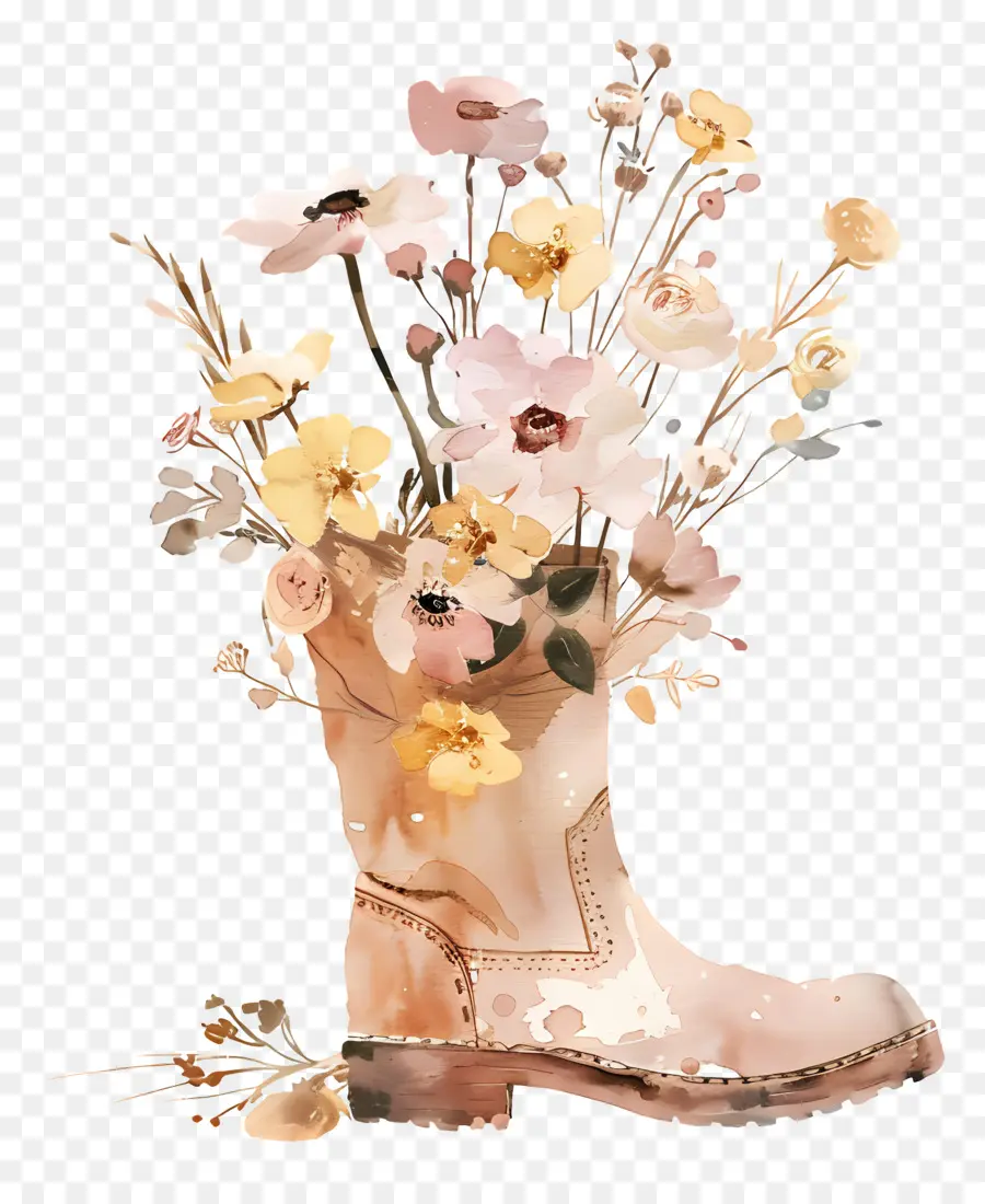 Fleurs En Botte，Botte Avec Des Fleurs PNG