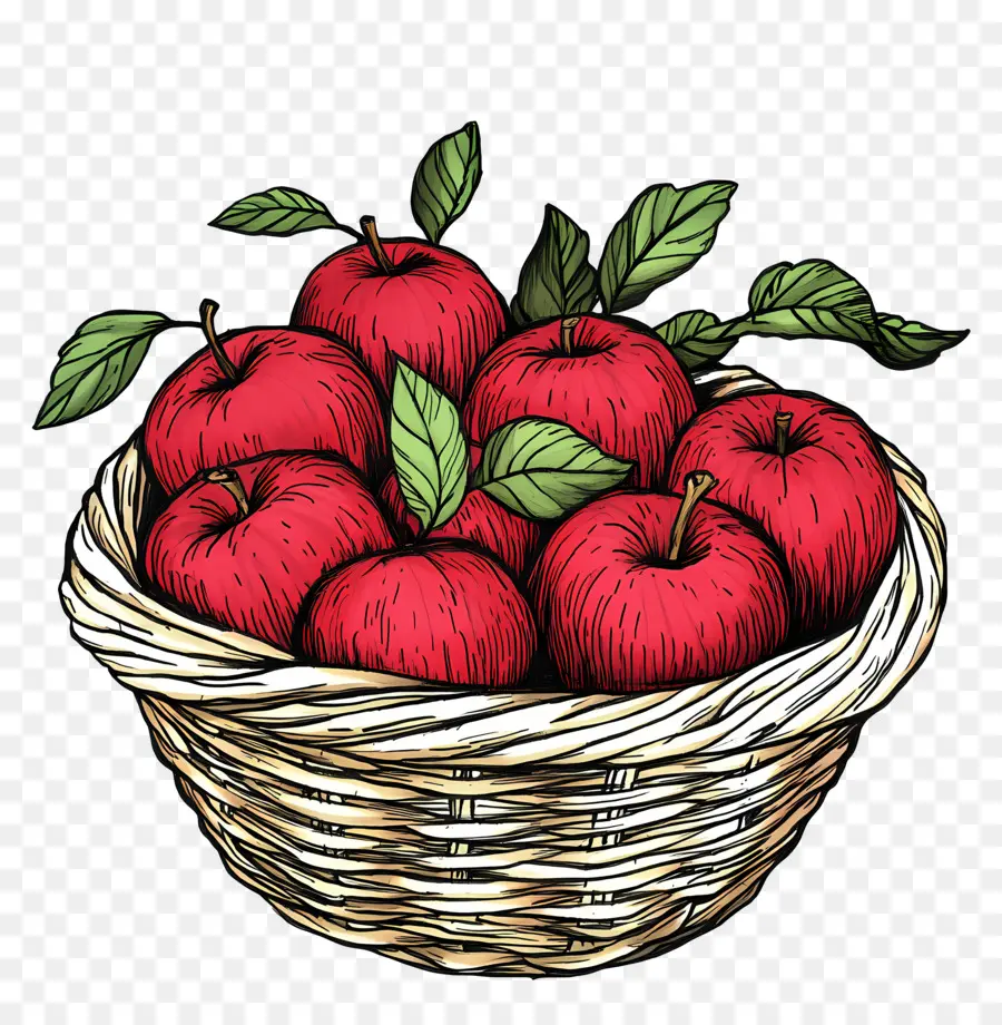 Panier De Pommes，Pommes Rouges PNG