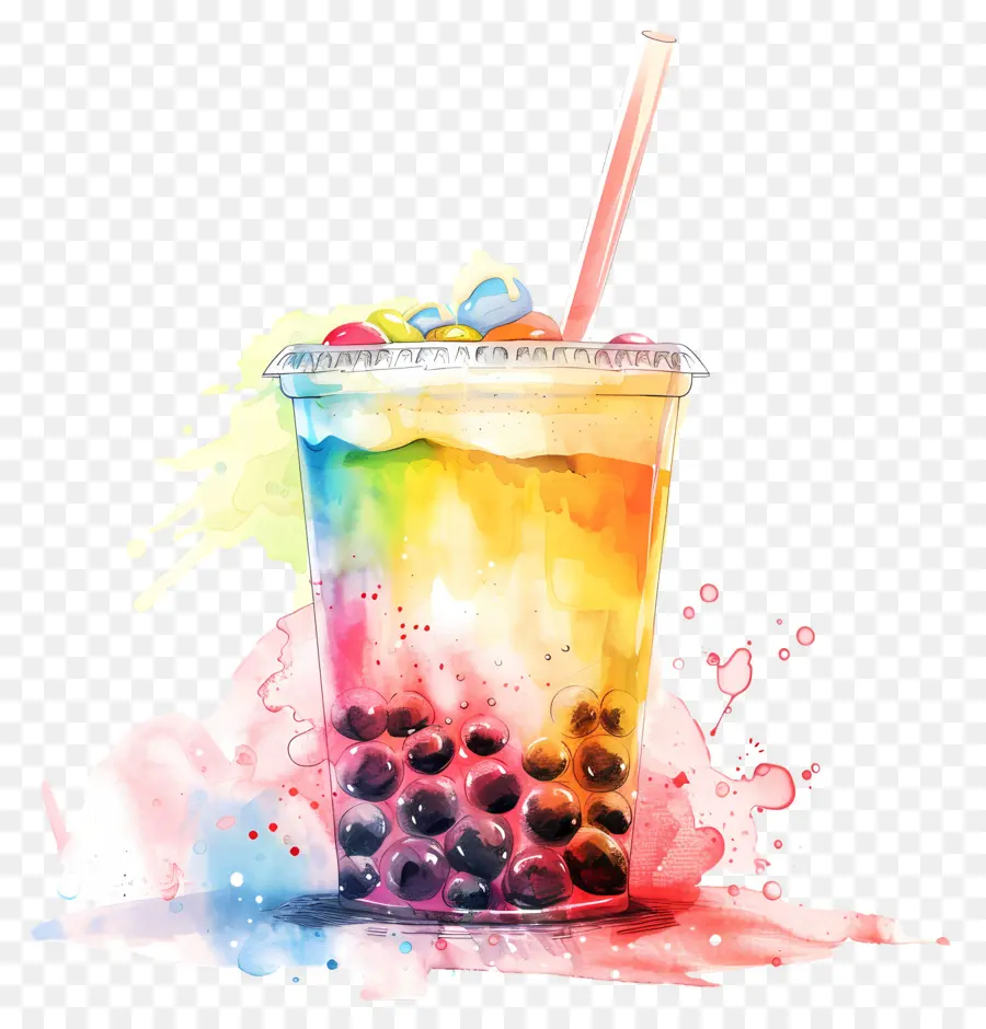 Thé Aux Bulles，Coloré PNG