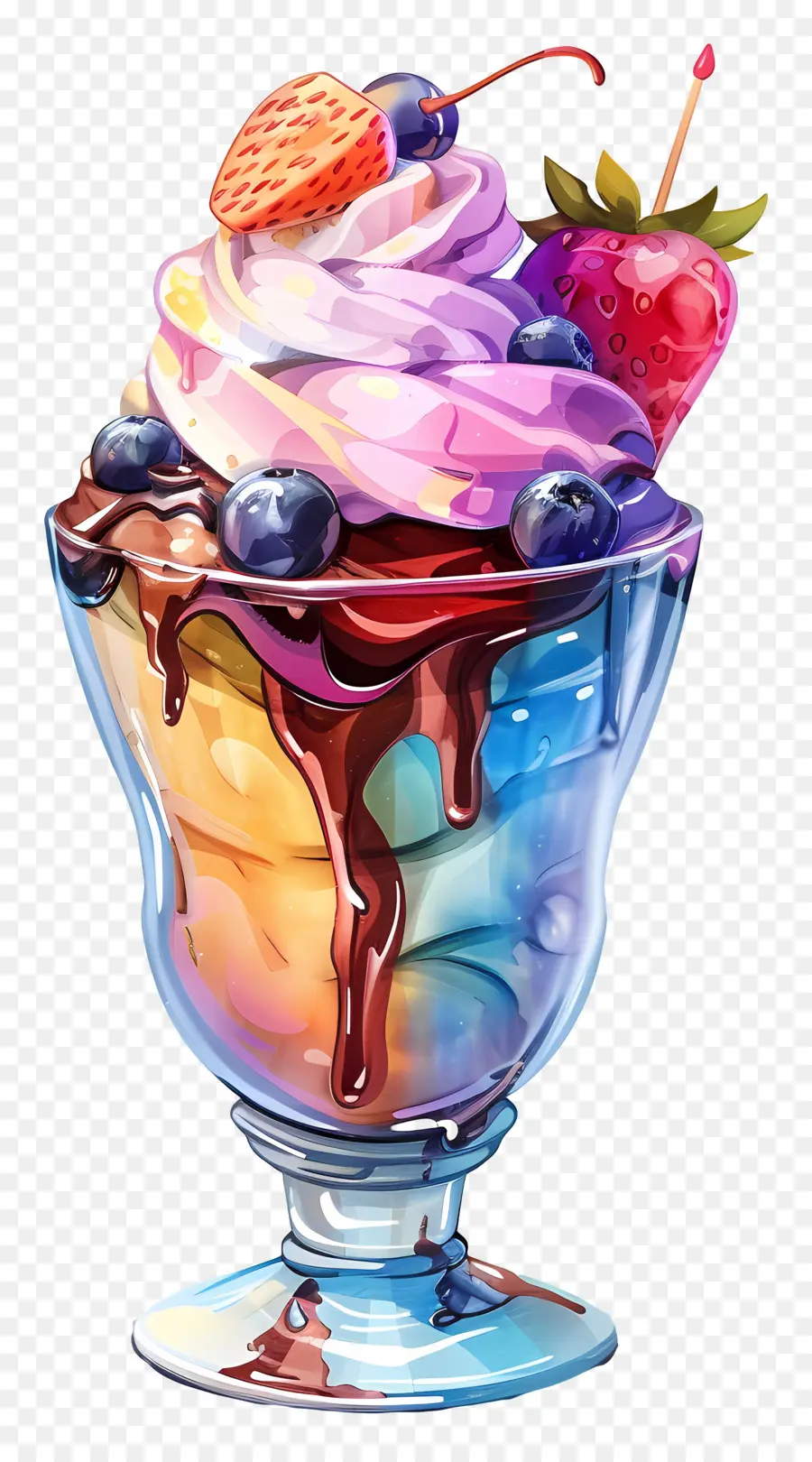 Crème Glacée Sundae，Sundae De Crème Glacée Colorée PNG