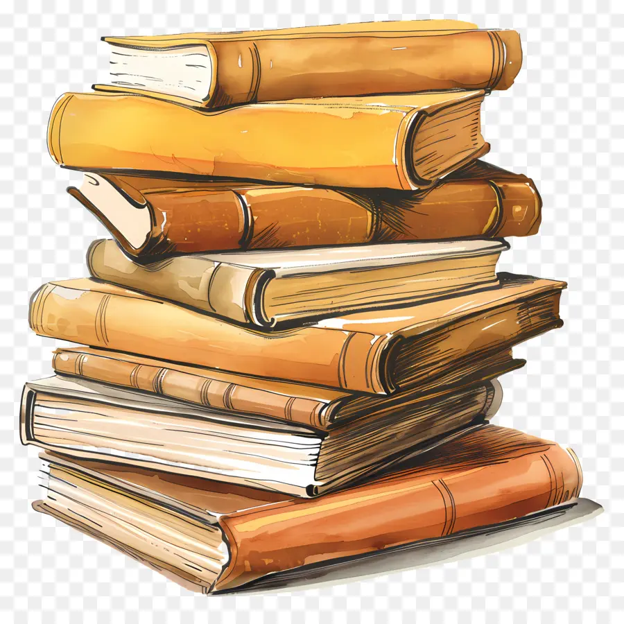 Livres Ocre，Pile De Livres PNG