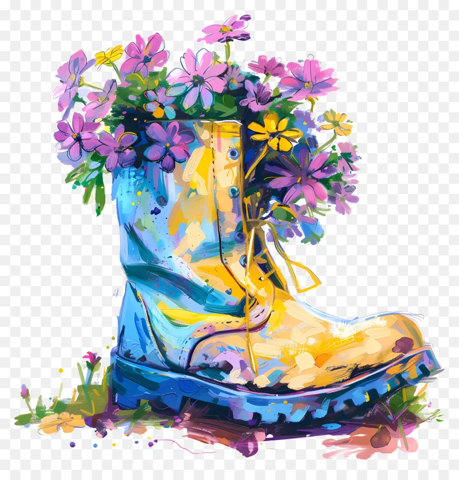 Fleurs En Botte，Botte Avec Des Fleurs PNG