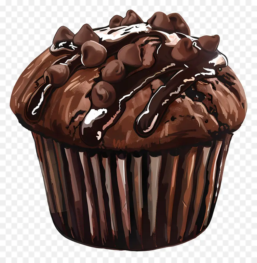 Muffin Double Chocolat，Dessert Au Chocolat PNG