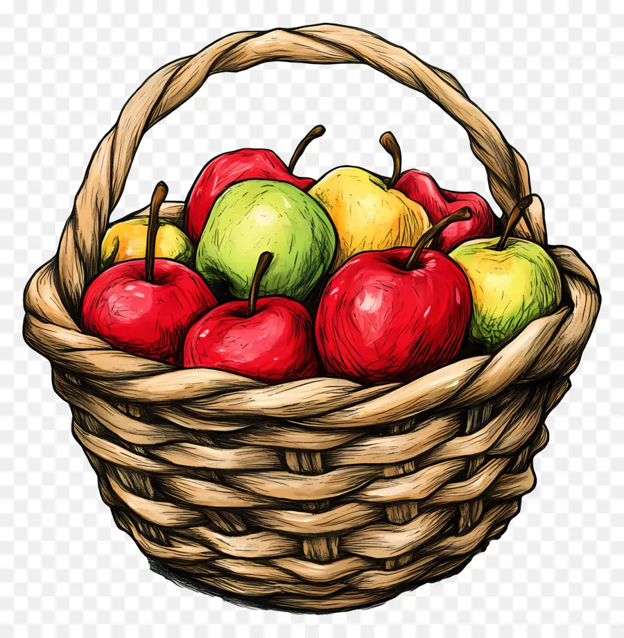 Apple Panier，Panier De Pommes PNG