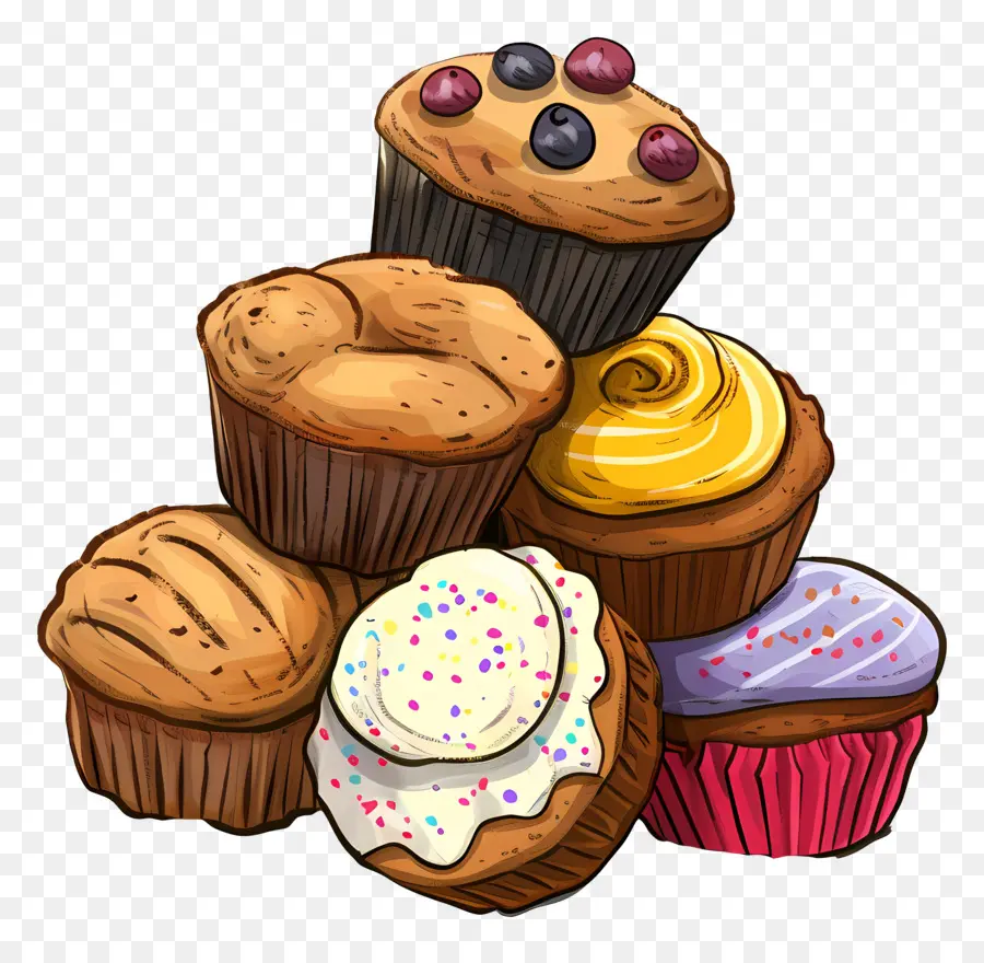 Tas De Muffins，Petits Gâteaux PNG