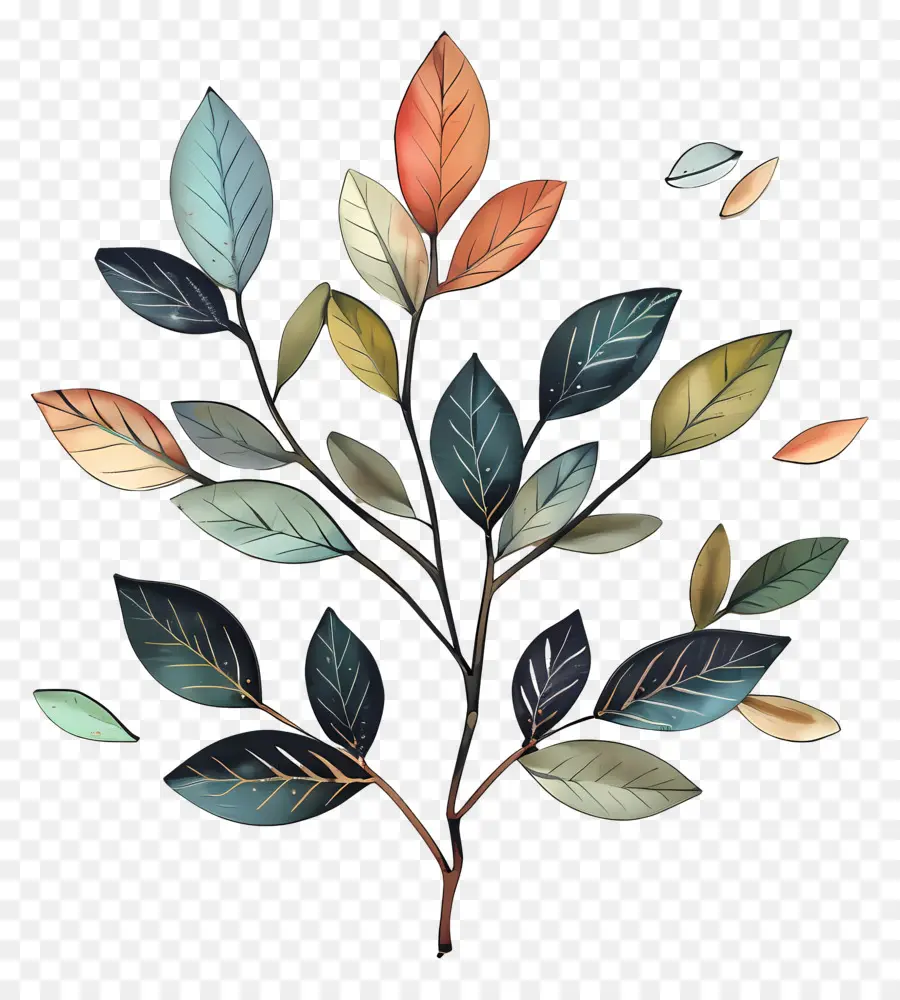 Se Répandre Avec Des Feuilles，Aquarelle Feuilles PNG