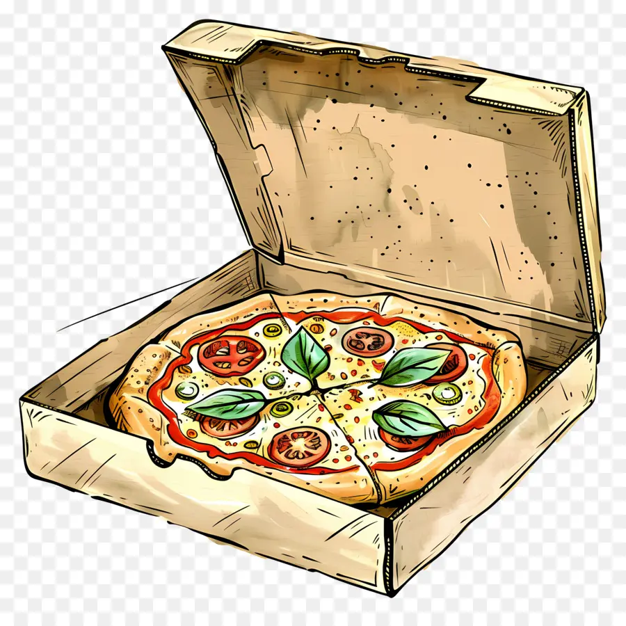 Boîte Avec Pizza，Pizza En Boîte PNG