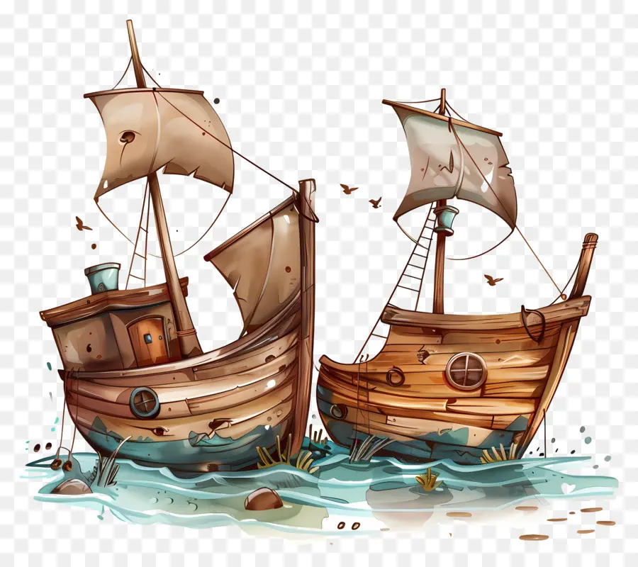 Naufrages，Vieux Bateaux En Bois PNG