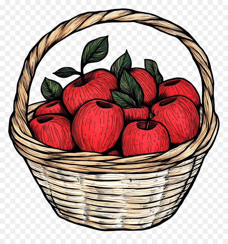 Panier De Pommes，Pommes Rouges PNG