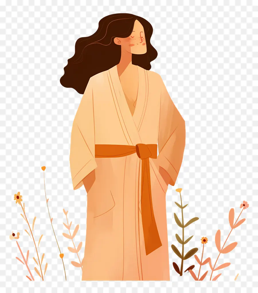 Femme Dans Bathrobe，Femme PNG