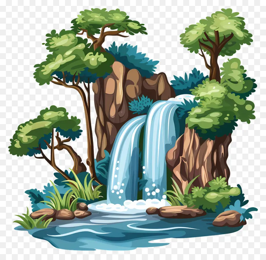 Forêt Avec Cascade，Cascade PNG