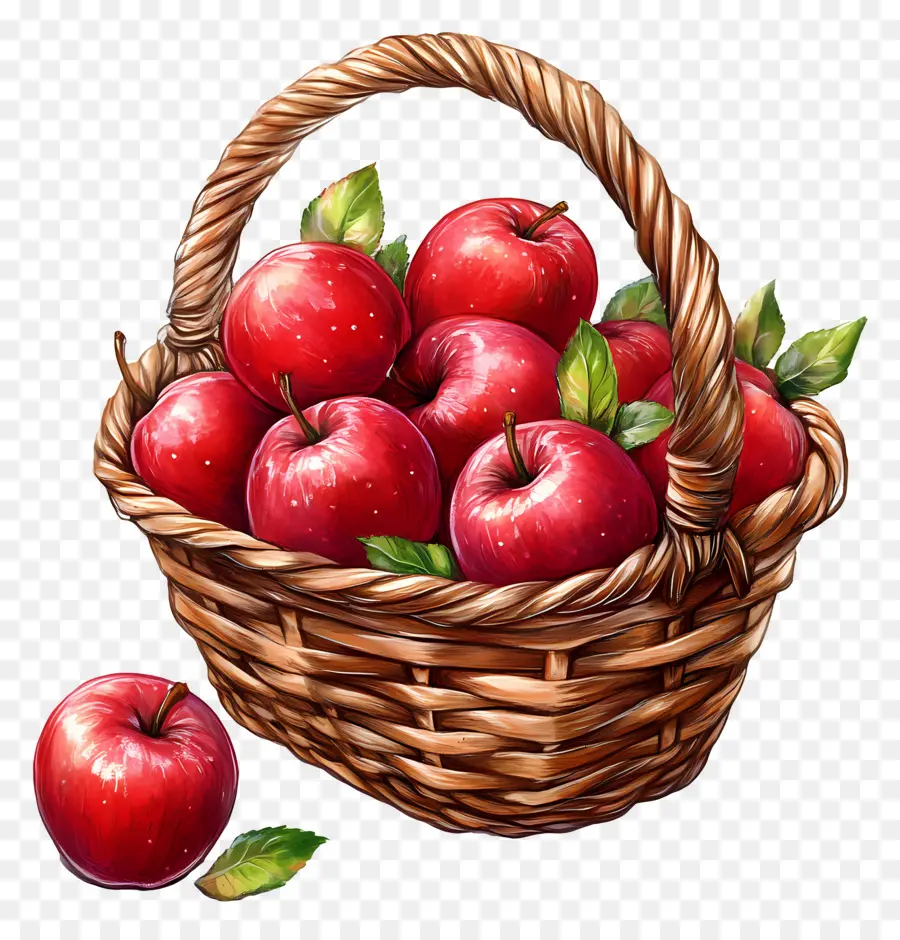 Panier De Pommes，Pommes Rouges PNG