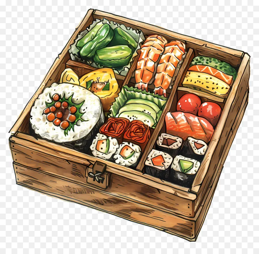 Boîte à Bento，Boîte Bento Avec Sushi PNG