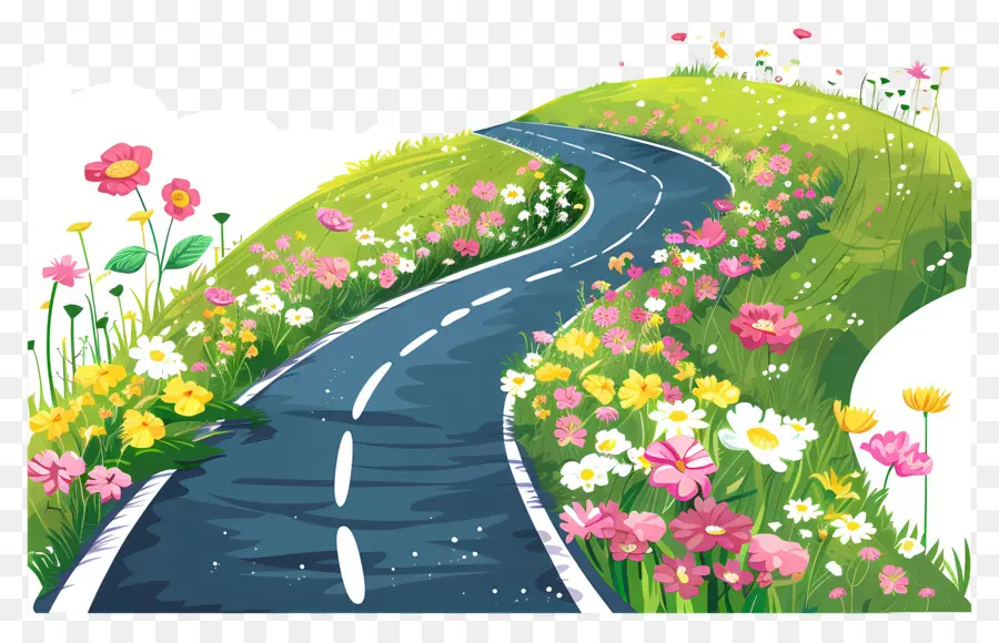 Autoroute，Chemin Des Fleurs PNG