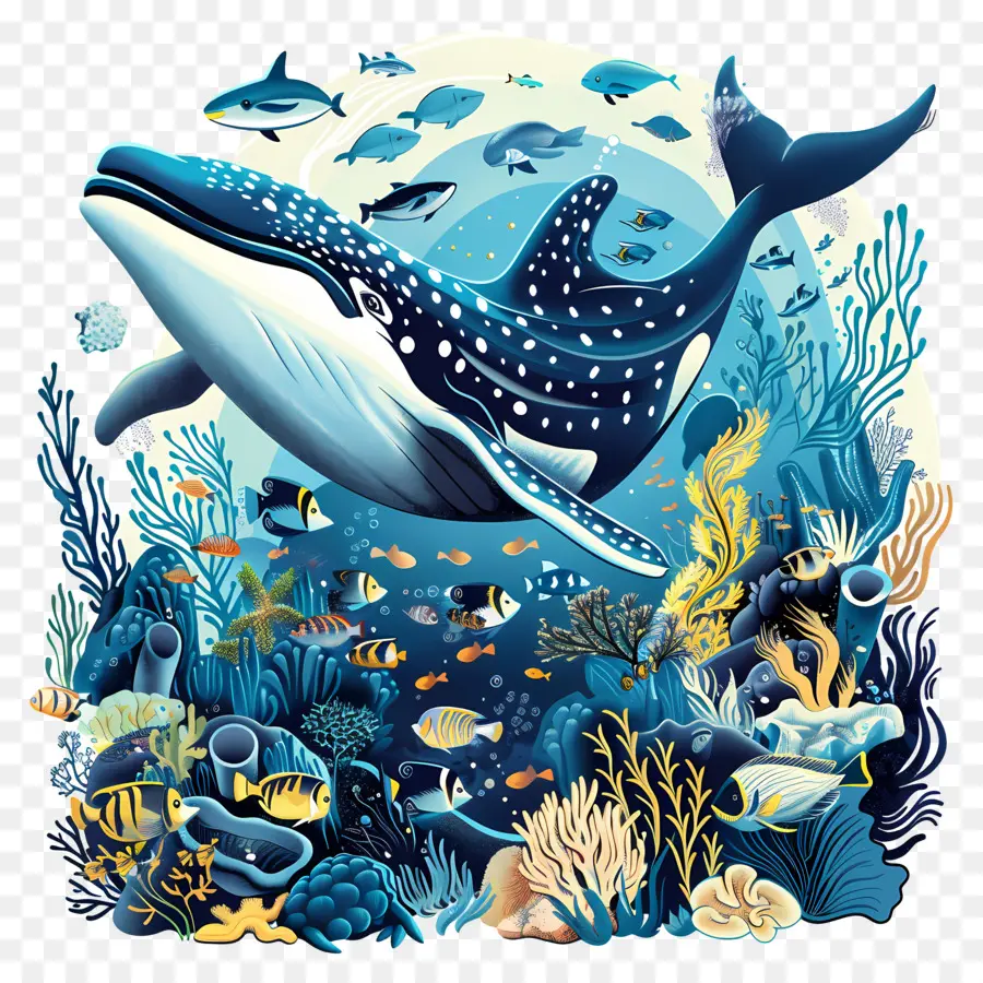 Faune Sous Marine，Baleine Colorée PNG