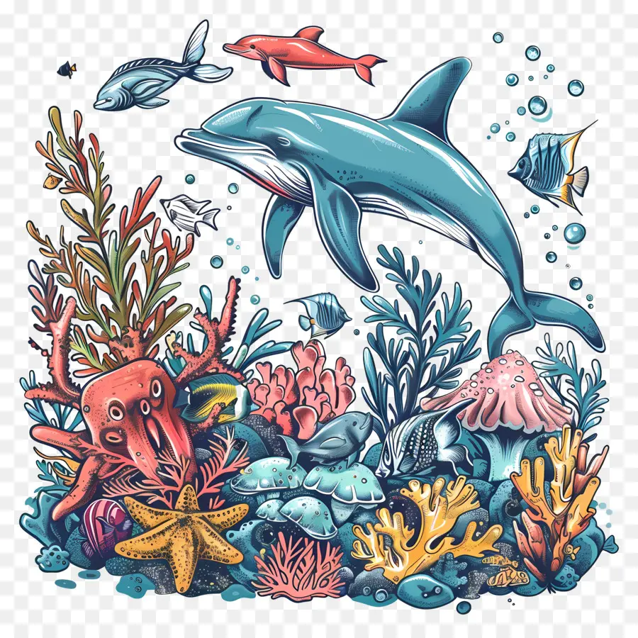 Faune Sous Marine，Baleine PNG