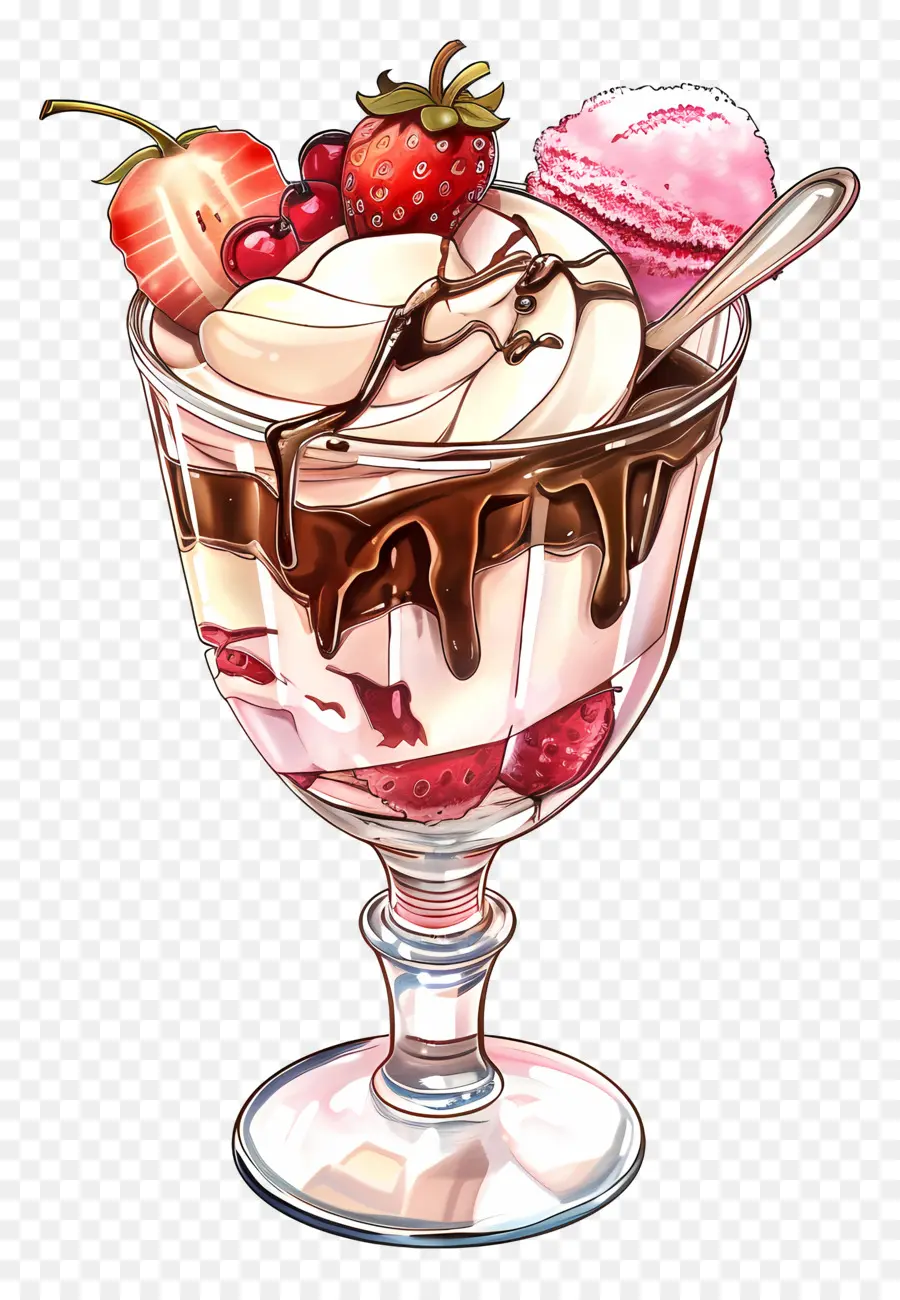 Crème Glacée Sundae，Dessert PNG