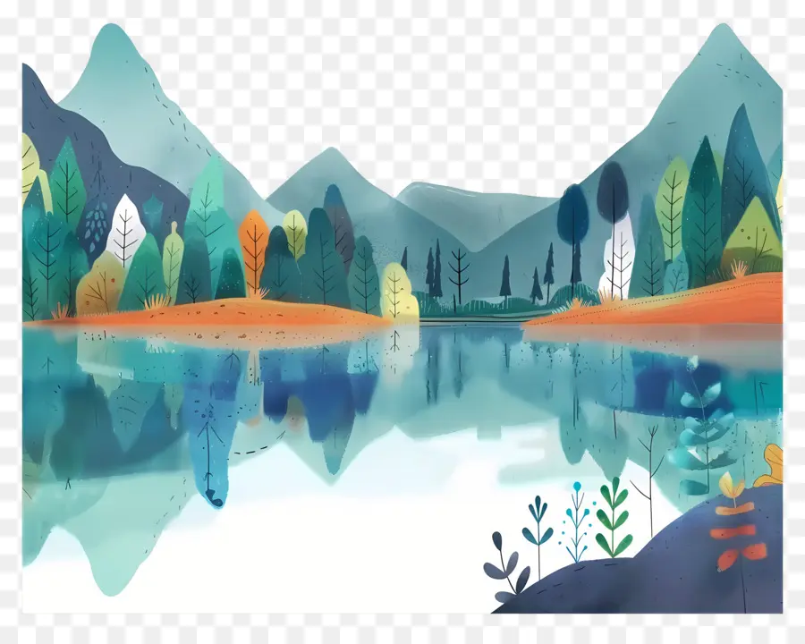 Bord Du Lac，Paysage Lacustre PNG