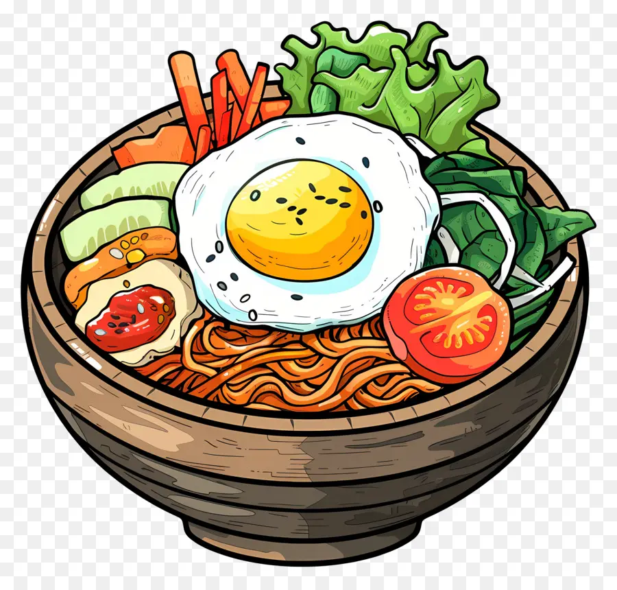 Bibimbap Coréen，Bol De Nourriture PNG