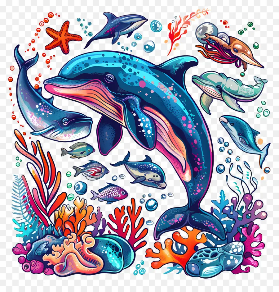 Faune Sous Marine，Baleine PNG