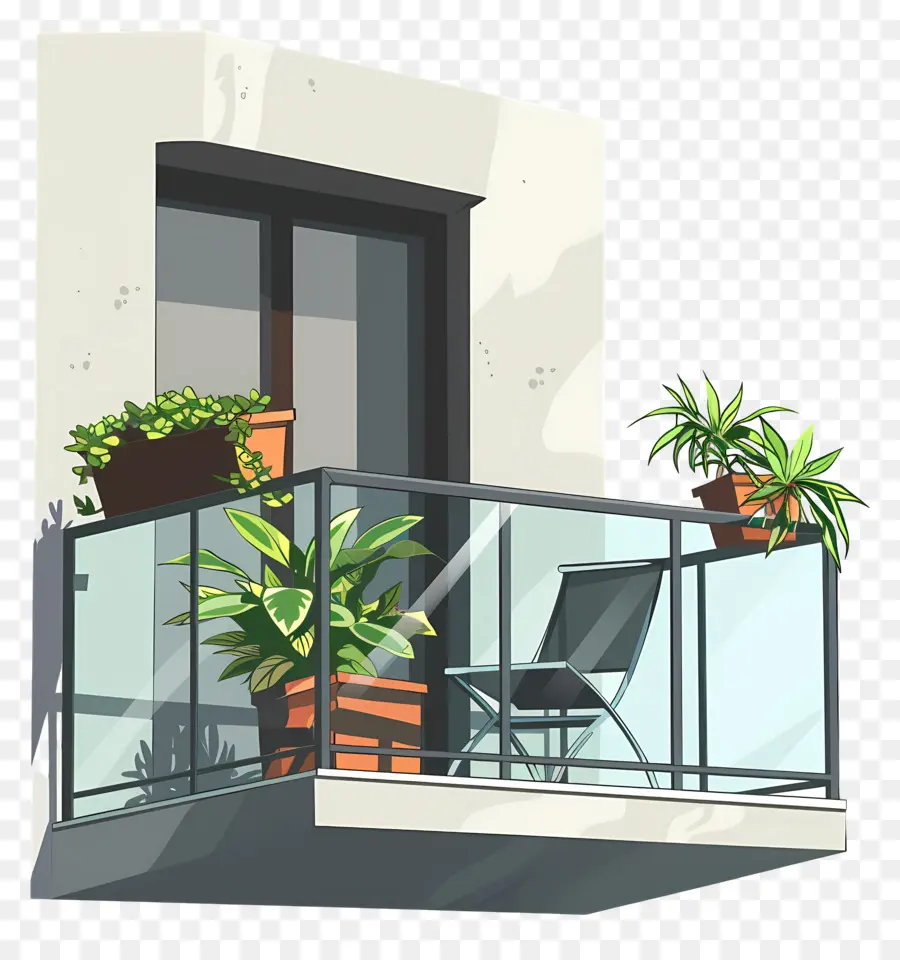 Balcon，Balcon Avec Plantes PNG