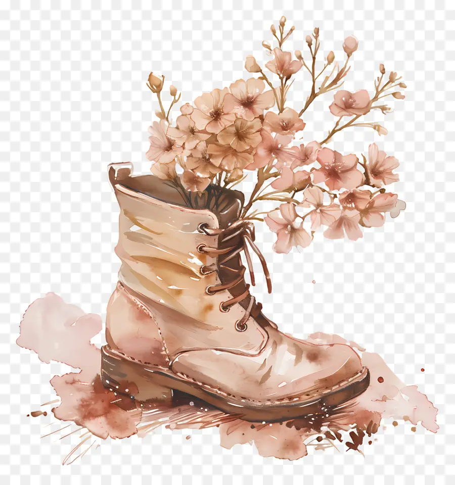 Fleurs En Botte，Bottes Avec Des Fleurs PNG