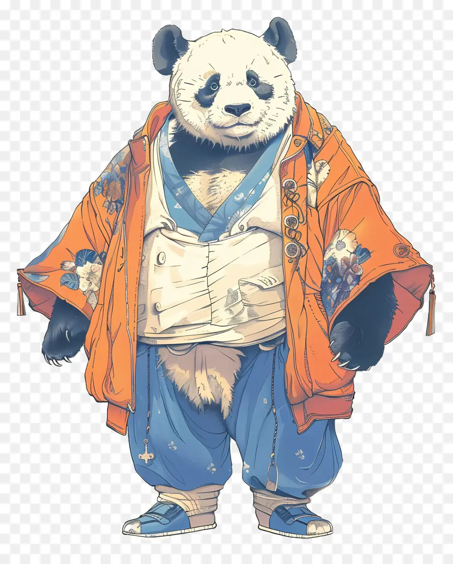 Panda，Panda En Vêtements Traditionnels PNG