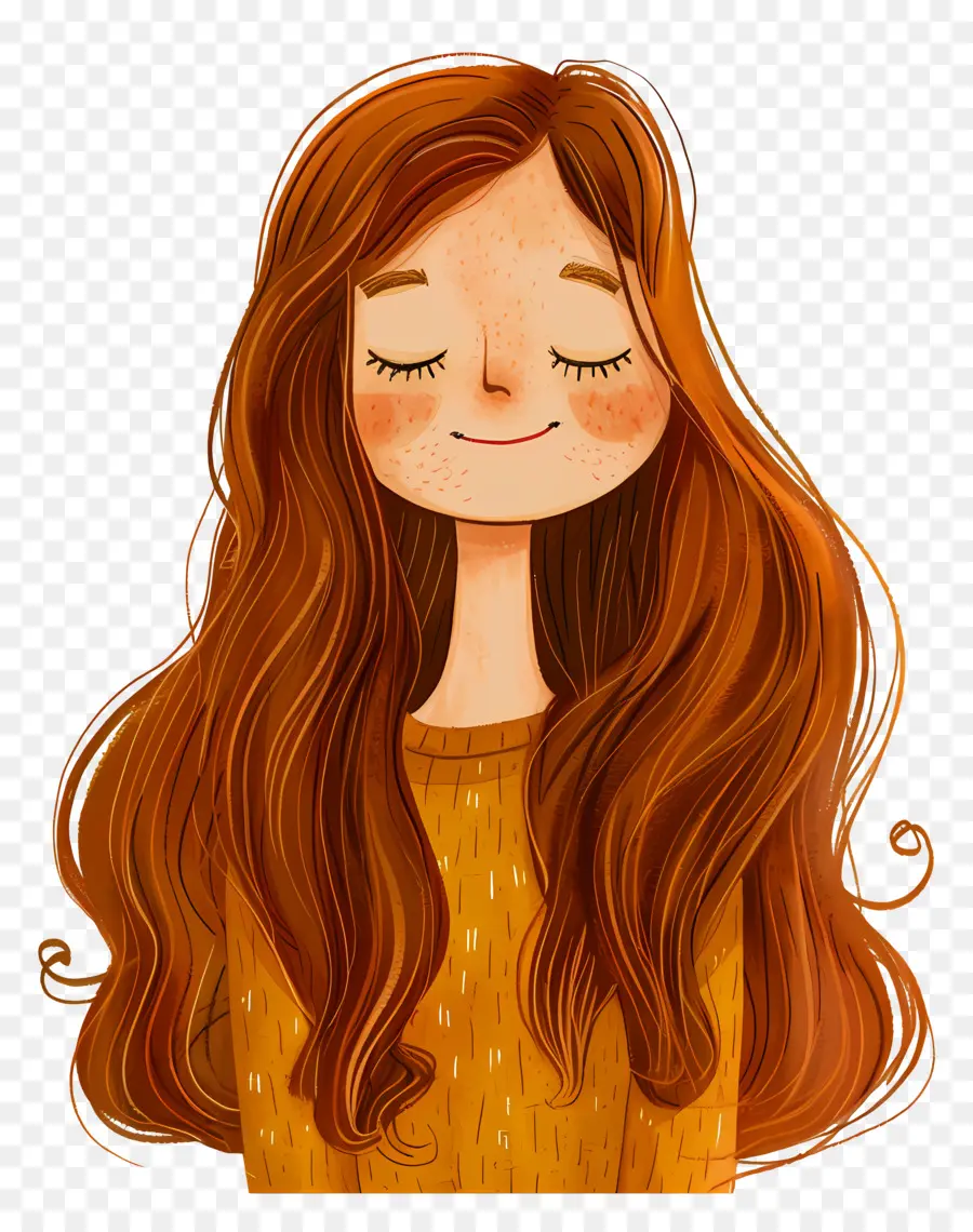 Fille Aux Cheveux Longs，Souriant PNG