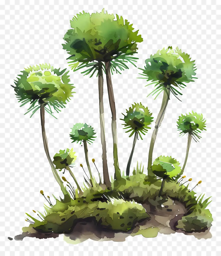 Plante De Mousse，Arbres Verts PNG